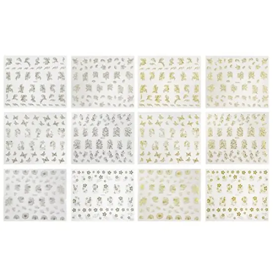 Wrapables Gold & Silver Foil Vines & Floral Nail Stickers {4}