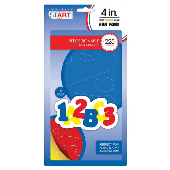 Creative Start Vinyl Repositionable Self-Adhesive Letters and Numbers, 2", Fun Font, Black, 399 count {1}