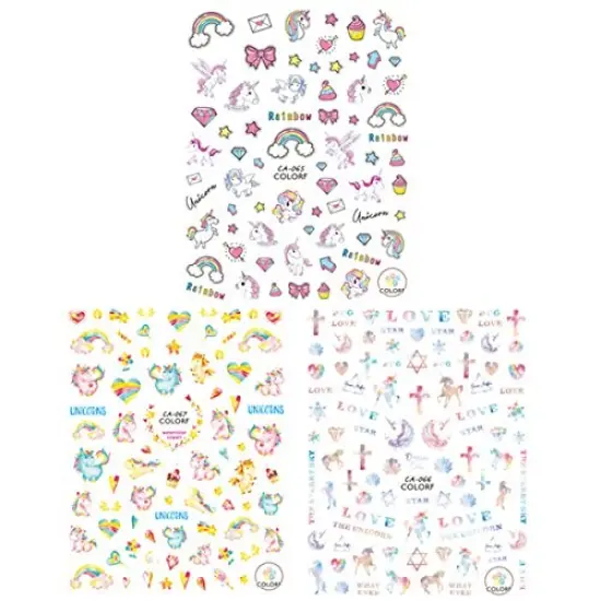 Wrapables 3 Sheets Dreamy Unicorns Nail Stickers Nail Art {3}