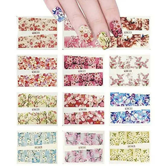 Wrapables 12 Sheets Blossoms Flower Water Slide Nail Art {1}