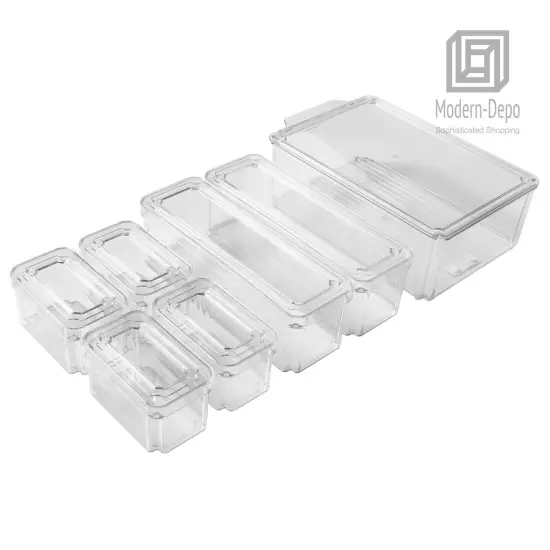 7 PCS Refrigerator Organizer Bins Food Containers with Various Size Storage Bins {2}