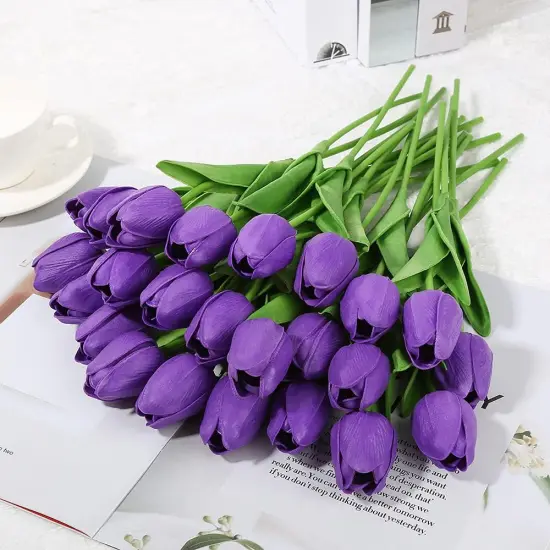 24 Pcs Real Touch Artificial Tulips for All Occasions Yellow {6}
