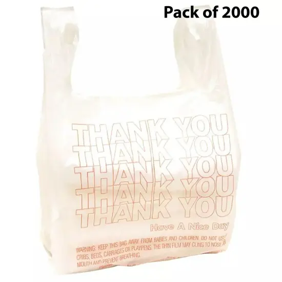 Small Eco-Friendly T-Shirt Carry-Out Bags 7" x 5" x 15" - Long-lasting | Raheev&reg; {1}