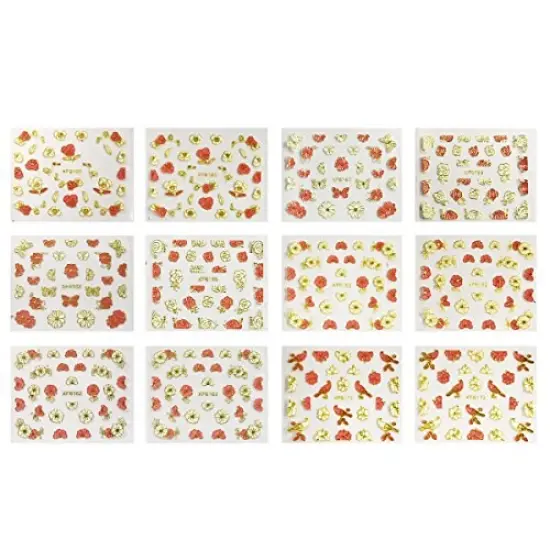 Wrapables 50 SHEETS Flowers, Hearts & Lace Nail Art Nail Stickers (Pink & White) {4}