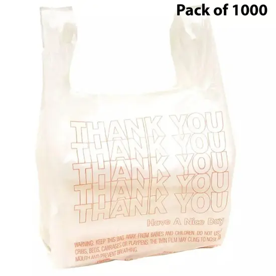 Thank You T-Shirt Bags, 11.5" x 6.5" x 22" - Retail Carry-Out Bags - Eco-Friendly Tote Bags | Raheev&reg; {1}