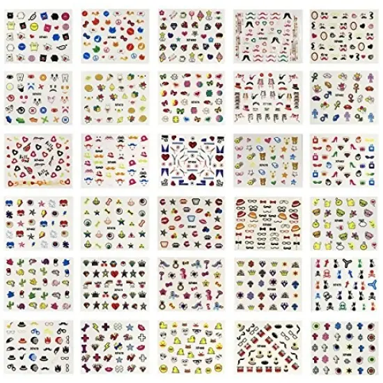 Wrapables 30 Sheets Funky Patterns Nail Art Nail Stickers 3d Nail Decals Nail Art for Children {6}