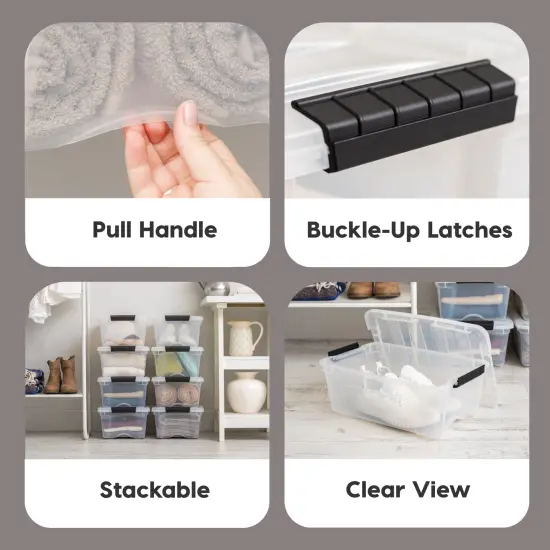 IRIS USA 12.95qt Clear View Plastic Storage Bin with Lid and Secure Latching Buckles {2}