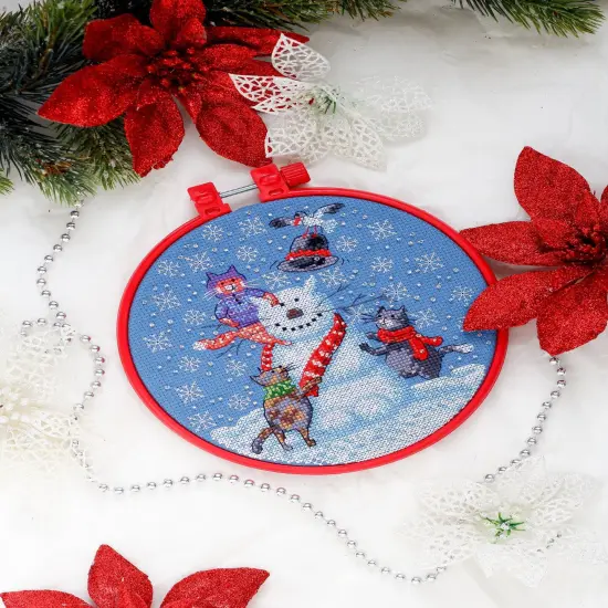 Cross stitch kit Snowman cat {1}