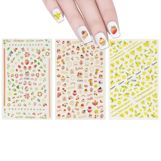 Wrapables 3 Sheets Lemon Fruit Cupcakes & Macaroons Nail Art Fruits & Cupcakes Nail Stickers {3}