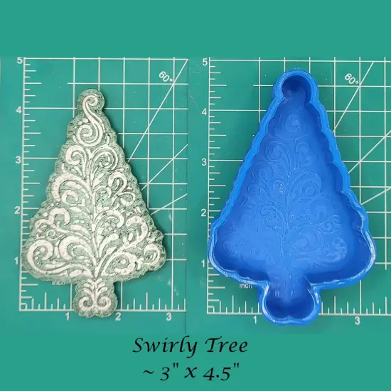 Swirly Christmas Tree Silicone Freshie Mold {1}