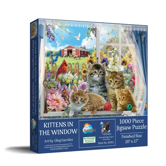 Sunsout Kittens in the Window 1000 pc Jigsaw Puzzle 61913 {3}