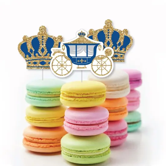 Big Dot of Happiness Royal Prince Charming - Dessert Cupcake Toppers - Baby Shower or Birthday Party Clear Treat Picks - Set of 24 {6}