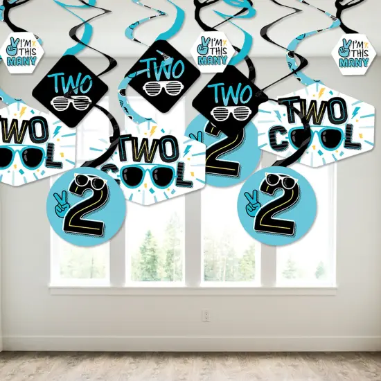 Big Dot of Happiness Two Cool - Boy - Blue 2nd Birthday Party Hanging Decor - Party Decoration Swirls - Set of 40 {4}