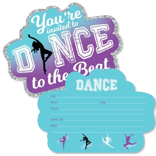 Big Dot of Happiness Must Dance to the Beat - Dance - Shaped Fill-in Invites - Dance Party or Birthday Party Invite Cards with Envelopes - Set of 12 {1}