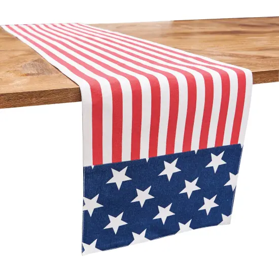Stars and Stripes 4th of July Patriotic Cotton Table Runner 13" x 72" {3}