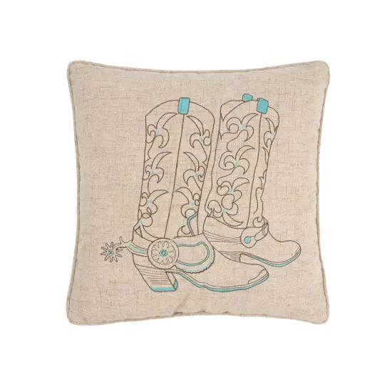 Cowboy Boots Embroidered Throw Pillow, 18" x 18" {1}