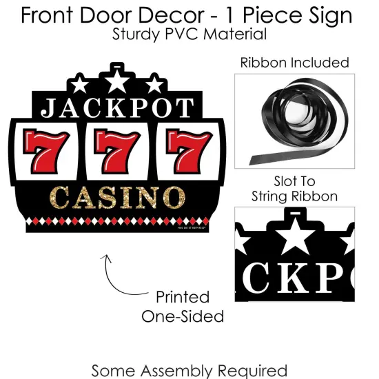 Big Dot of Happiness Las Vegas - Hanging Porch Casino Party Outdoor Decorations - Front Door Decor - 1 Piece Sign {6}