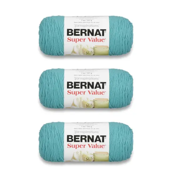 Bernat Super Value Aqua Yarn - 3 Pack of 198g/7oz - Acrylic - 4 Medium (Worsted) - 426 Yards - Knitting/Crochet {1}