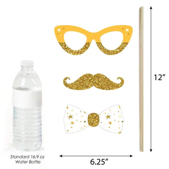 Big Dot of Happiness Golden Birthday - Happy Birthday Party Photo Booth Props Kit - 20 Count {7}