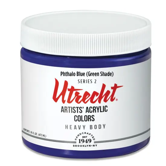 Utrecht Artists' Acrylic Paint - Phthalo Blue (Green Shade), Pint {2}