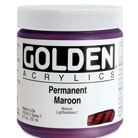Golden Heavy Body Artist Acrylics - Permanent Maroon, 8 oz Jar {2}