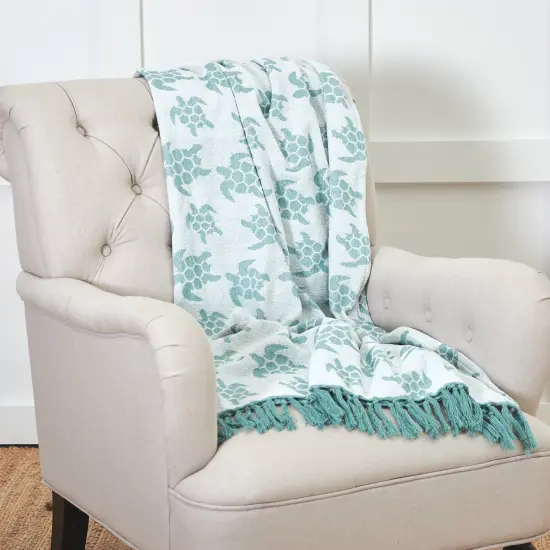 Chenille Sea Turtles Woven 50" x 60" Throw Blanket {3}