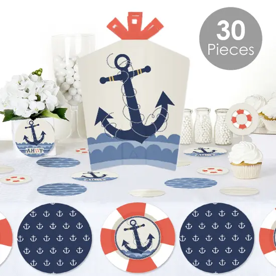 Big Dot of Happiness Ahoy - Nautical - Baby Shower or Birthday Party Decor and Confetti - Terrific Table Centerpiece Kit - Set of 30 {3}