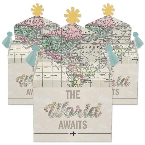 Big Dot of Happiness World Awaits - Treat Box Party Favors - Travel Themed Party Goodie Gable Boxes - Set of 12 {3}