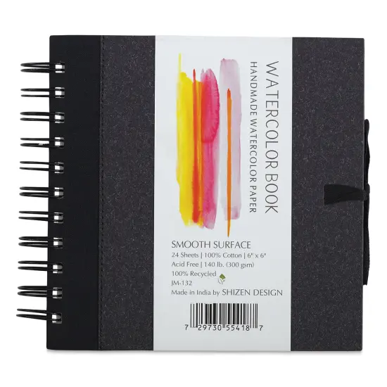 Shizen Watercolor Journal - 6" x 6", Hot Press, Black Cover {1}