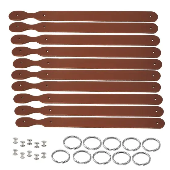 Blank Leather Keychains &ndash; 3/4" Full Grain DIY Kit (10 Pack)-Promotional-Fundraising-Personalized Gifts Russet {1}