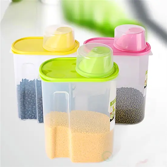 BPA-Free Food Storage Containers with Lid - Perfect for Storing Flour, Sugar, Grains, Rice, Cereals, and Baking Supplies for Better Kitchen Organization - Set of 3 in Green, Pink, and Yellow {2}