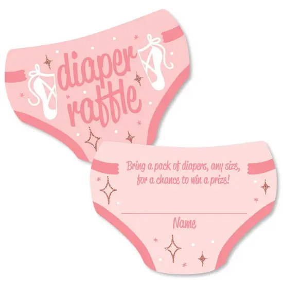 Big Dot of Happiness Tutu Cute Ballerina - Diaper Shaped Raffle Ticket Inserts - Ballet Baby Shower Activities - Diaper Raffle Game - Set of 24 {1}