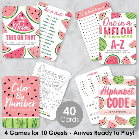 Big Dot of Happiness Sweet Watermelon - 4 Fruit Party Games - 10 Cards Each - Gamerific Bundle {3}