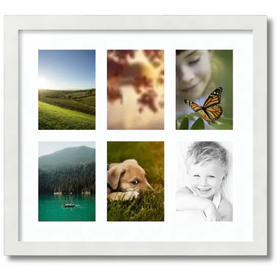 ArtToFrames Collage Photo Picture Frame with 6 - 5x7 inch Openings, Framed in White with Over 62 Mat Color Options and Plexi Glass (CSM-3966-2041) {7}