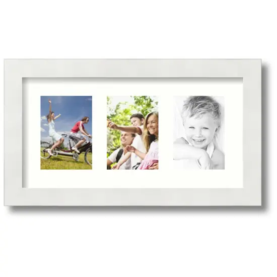 ArtToFrames Collage Photo Picture Frame with 3 - 3.5x5 inch Openings, Framed in White with Over 62 Mat Color Options and Regular Glass (CSM-3966-29) {1}