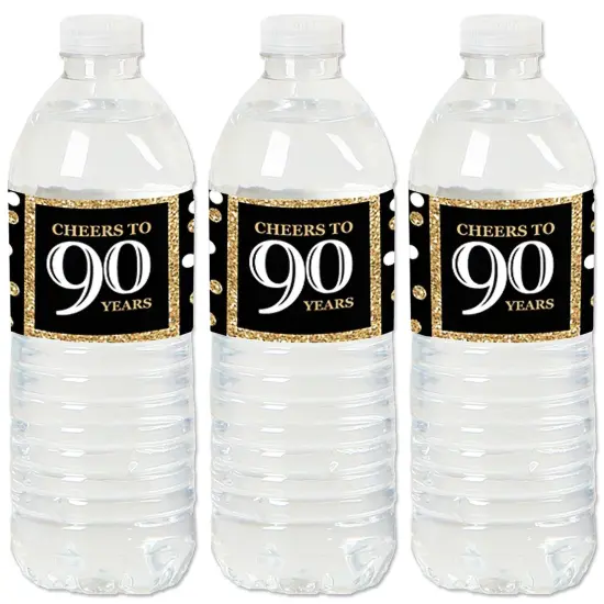 Big Dot of Happiness Adult 90th Birthday - Gold - Birthday Party Water Bottle Sticker Labels - Set of 20 {1}