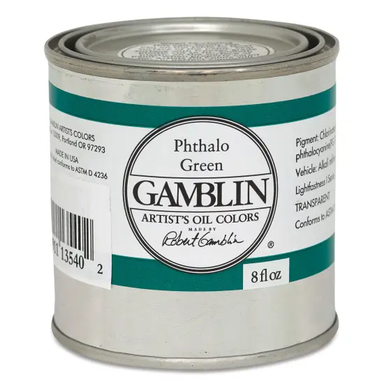 Gamblin Artist's Oil Color - Phthalo Green, 8 oz Can {1}