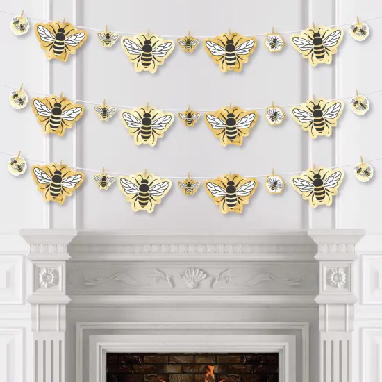 Big Dot of Happiness Little Bumblebee - Bee Baby Shower or Birthday Party DIY Decorations - Clothespin Garland Banner - 44 Pieces {4}