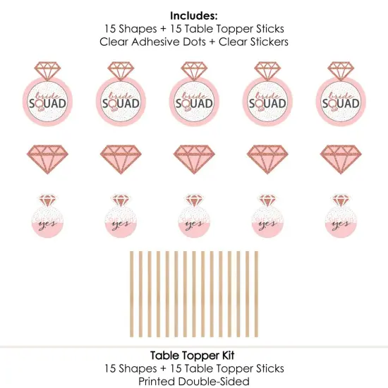 Big Dot of Happiness Bride Squad - Rose Gold Bridal Shower or Bachelorette Party Centerpiece Sticks - Table Toppers - Set of 15 {8}