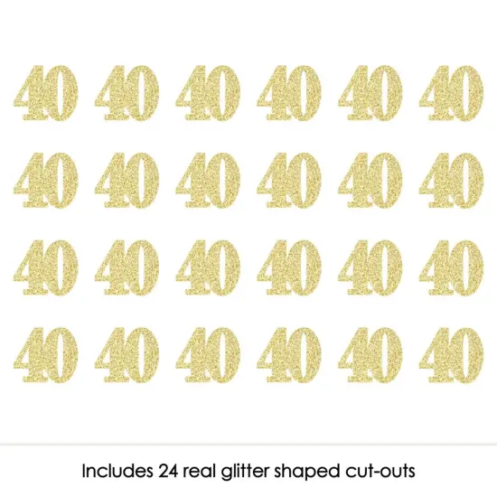 Big Dot of Happiness Gold Glitter 40 - No-Mess Real Gold Glitter Cut-Out Numbers - 40th Birthday Party Confetti - Set of 24 {3}