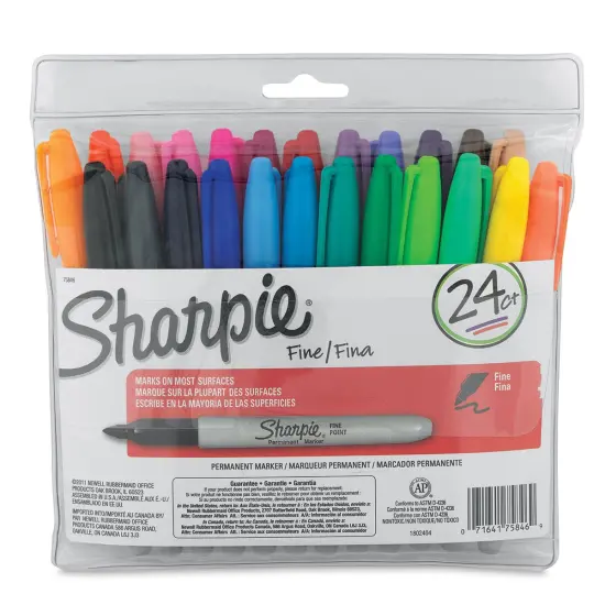 Sharpie Fine Point Permanent Markers - Assorted Colors, Set of 24 {1}