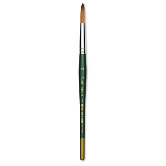 Utrecht Series 6150 Synthetic Golden Taklon Watercolor Brush - Round, Size 10, Short Handle {1}