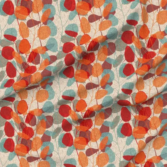 Various Fabrics by the Yard or Fat Quarter Botanical Leaves Faux Textured Red Brown Floral Nature Orange Branches Gray Lunaria Custom Printed Fabric by Spoonflower {6}