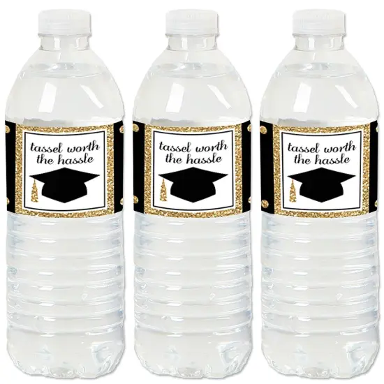 Big Dot of Happiness Gold Graduation Party Water Bottle Sticker Labels - Set of 20 {1}