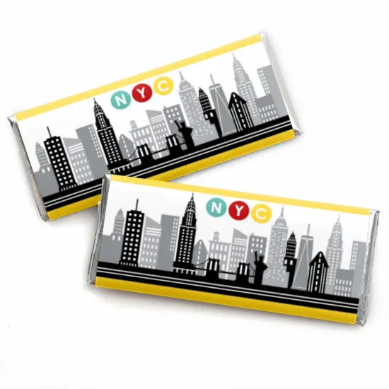 Big Dot of Happiness NYC Cityscape - Candy Bar Wrapper New York City Party Favors - Set of 24 {1}