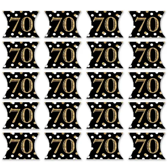 Big Dot of Happiness Adult 70th Birthday - Gold - Favor Gift Boxes - Birthday Party Petite Pillow Boxes - Set of 20 {6}