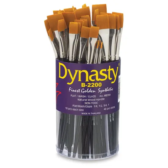 Dynasty Finest Golden Synthetic Brush Set - Flat, Set of 40 {1}