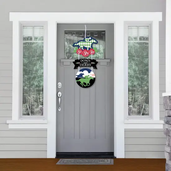Big Dot of Happiness Kentucky Horse Derby - Hanging Porch Horse Race Party Outdoor Decorations - Front Door Decor - 3 Piece Sign {3}