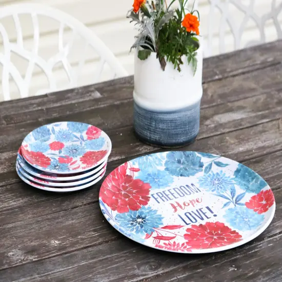 14" Patriotic "Freedom Hope Love" Serving Platter - Independence Day {4}