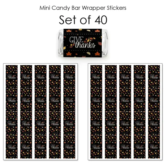 Big Dot of Happiness Give Thanks - Mini Candy Bar Wrapper Stickers - Thanksgiving Party Small Favors - 40 Count {4}